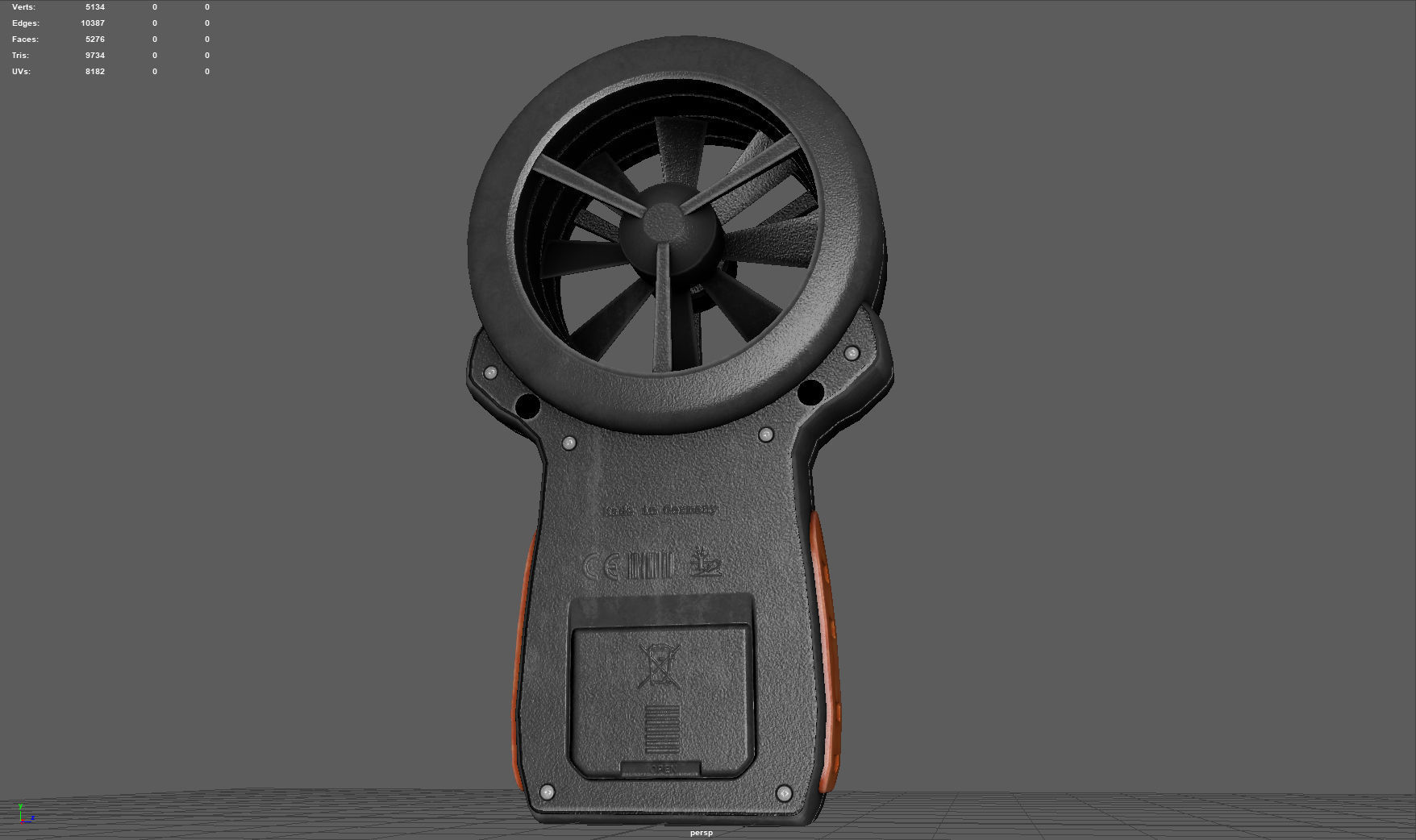 Anemometer fan with digital display Low-poly 3D model_13