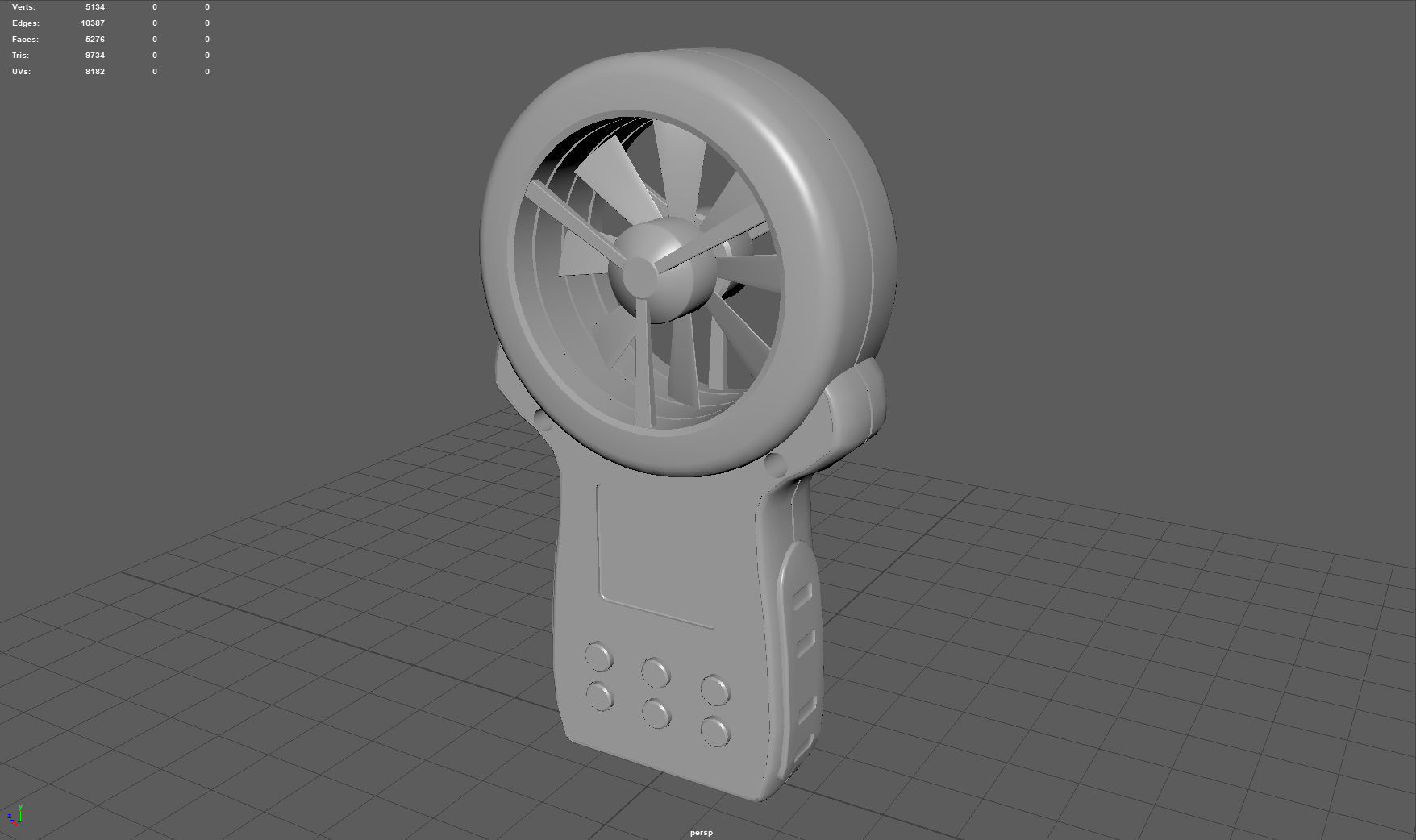 Anemometer fan with digital display Low-poly 3D model_8