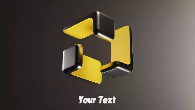 Abstract Cube Logo customized Text with studio lighting 3D model