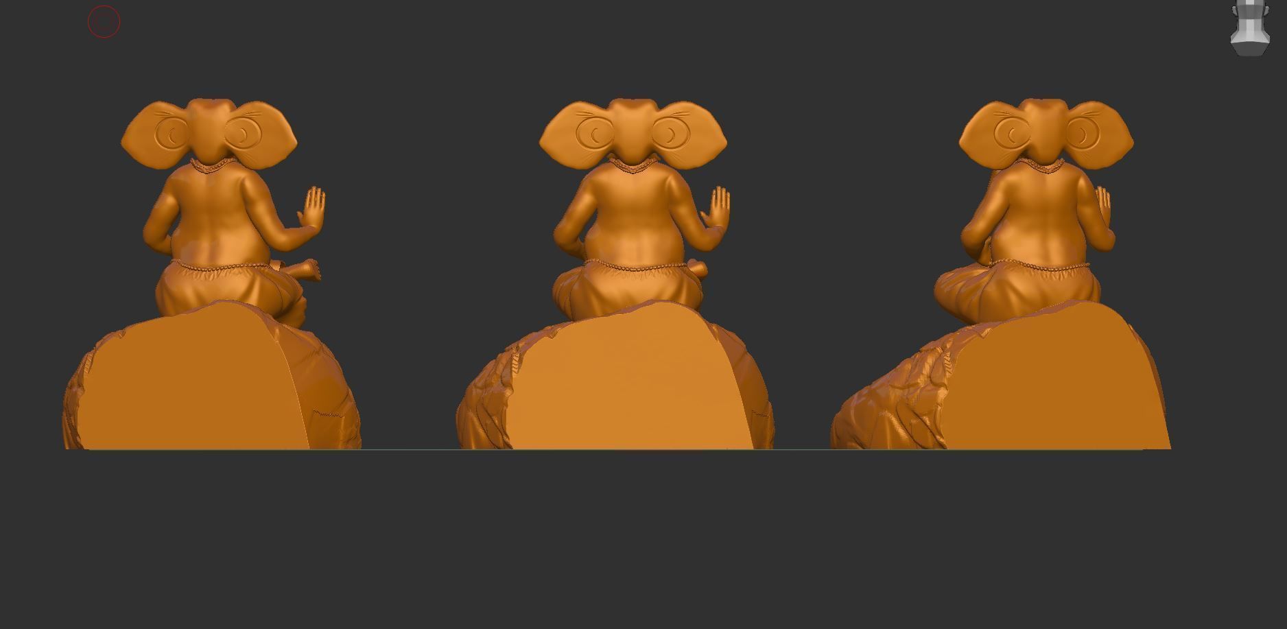 Ganesha 3D print model three statues of elephant on rock 3D print model_2
