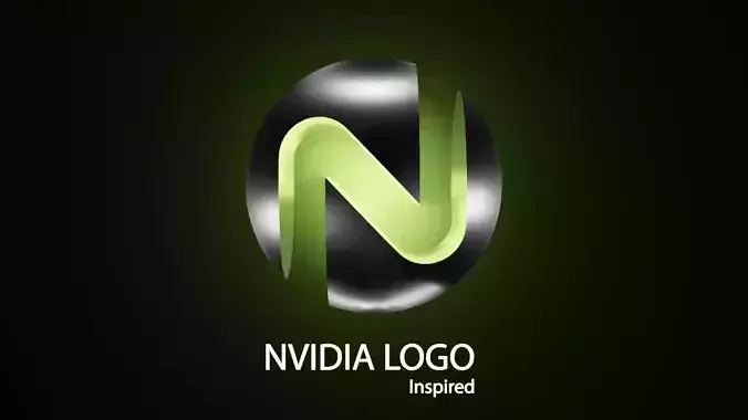 Nvidia concept Abstract Cube Logo customized Text with studio Free 3D model