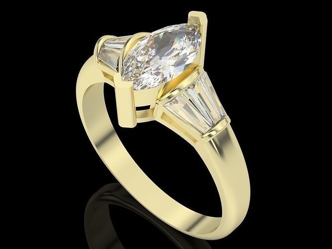 fashion ring engagement ring gold silver 3D print model