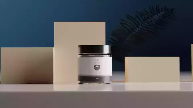 Cosmetic Face Scrub Glass jar with plastic lid and Studio