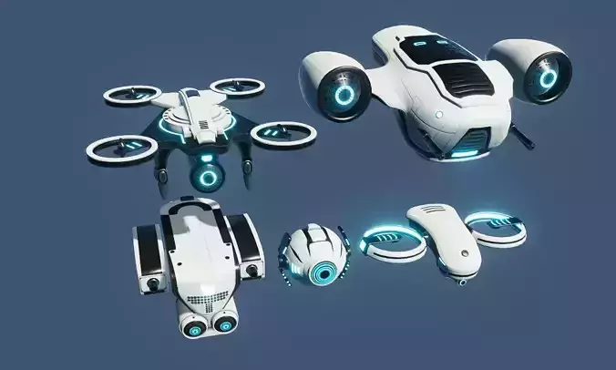 Sci Fi Drones 3D Model Collection