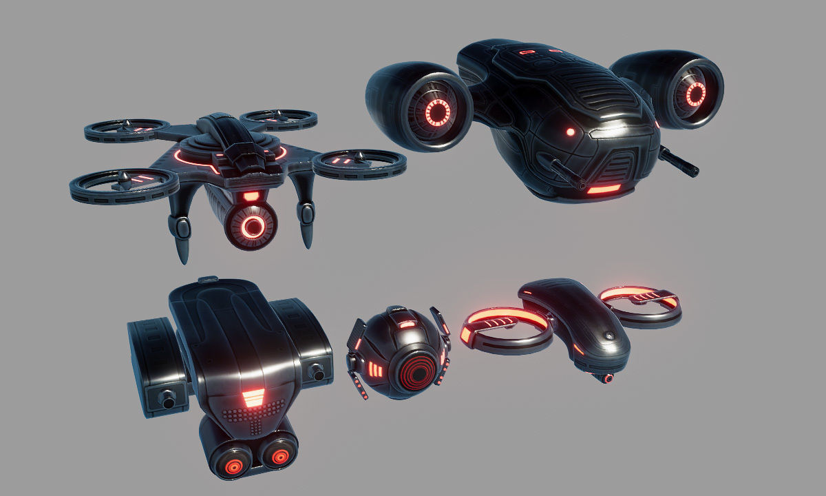 Sci Fi Drones 3D Model Collection_1