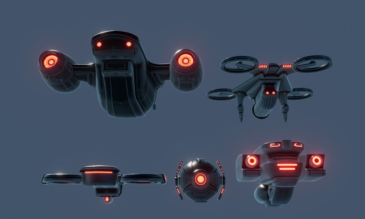 Sci Fi Drones 3D Model Collection_3