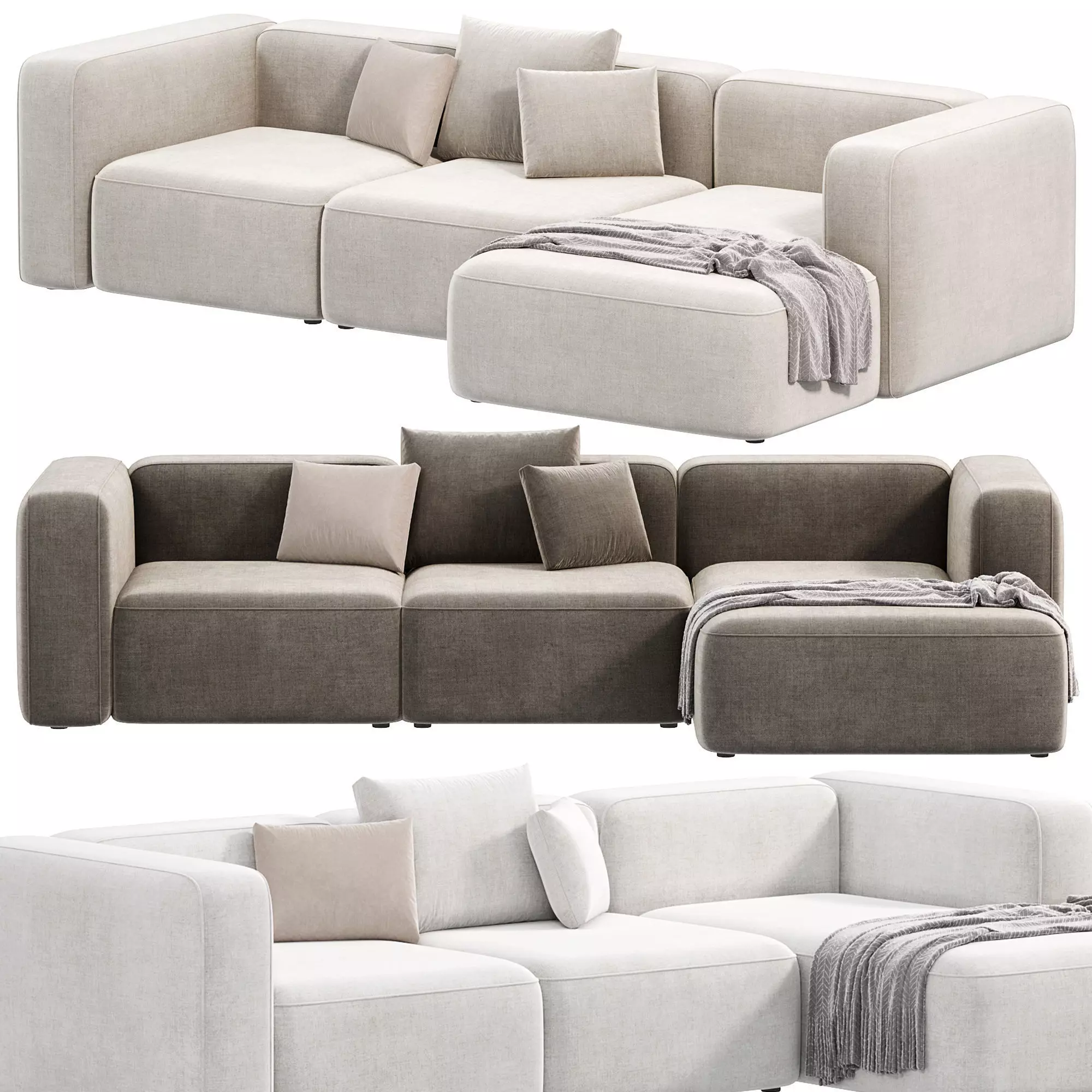 BASECAMP CHAISELOUNGE left Modular Sofa by makenordic 3D model