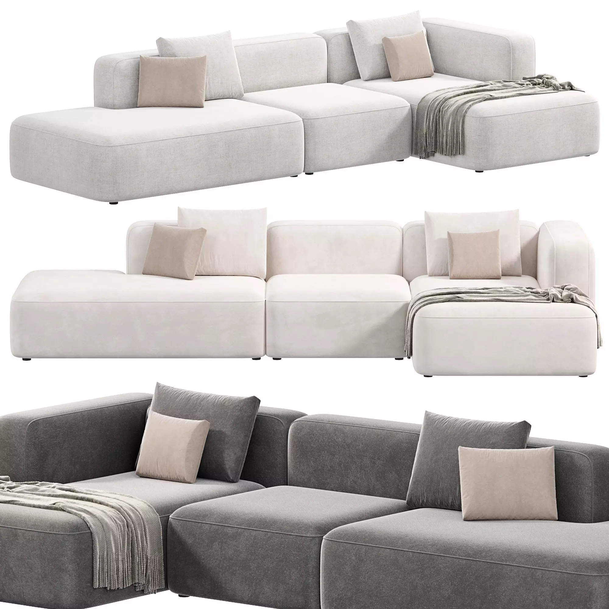 BASECAMP CHAISELOUNGE left Modular Sofa by makenordic 2 3D model