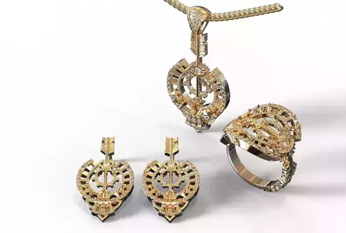 Bow jewelry Set Ring  Earings  Pendant