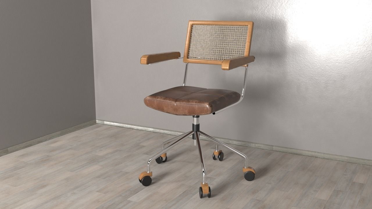Japanese office chair Free low-poly 3D model_4