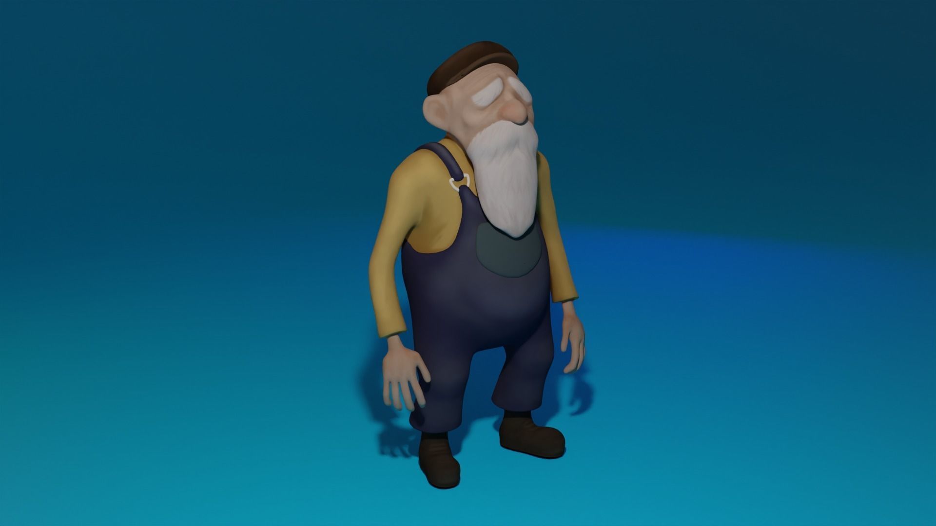 Character Old Man Low-poly 3D model_3