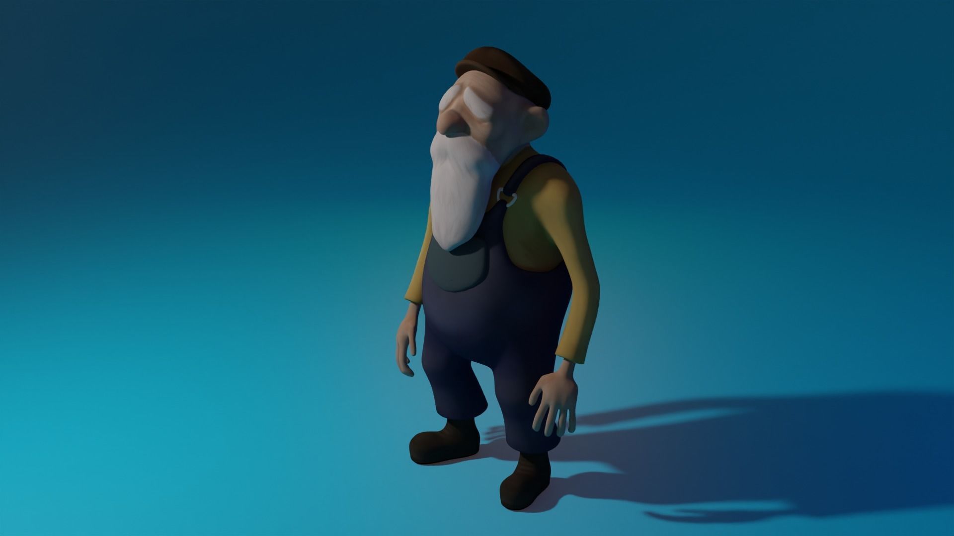 Character Old Man Low-poly 3D model_5
