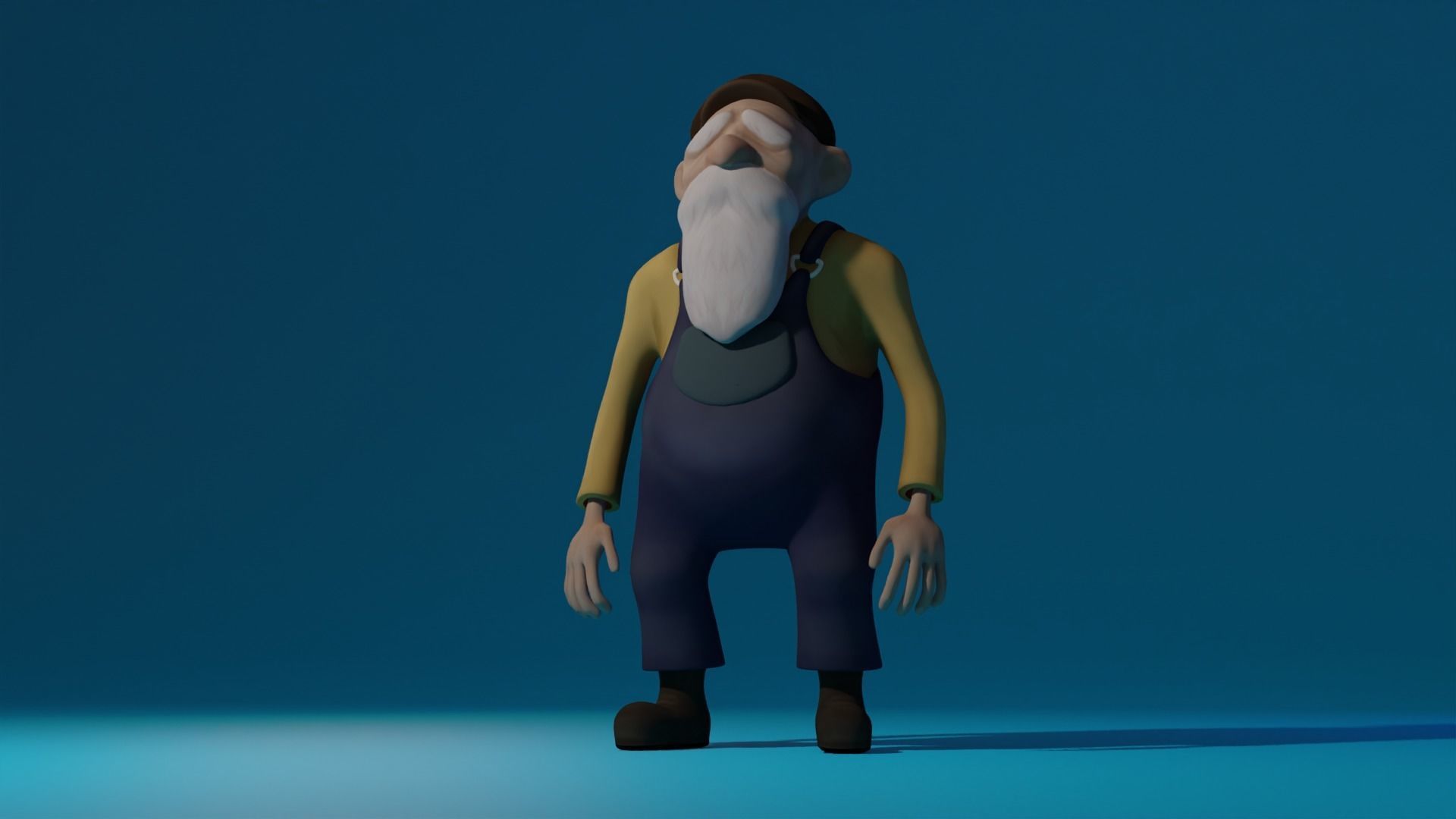 Character Old Man Low-poly 3D model_4