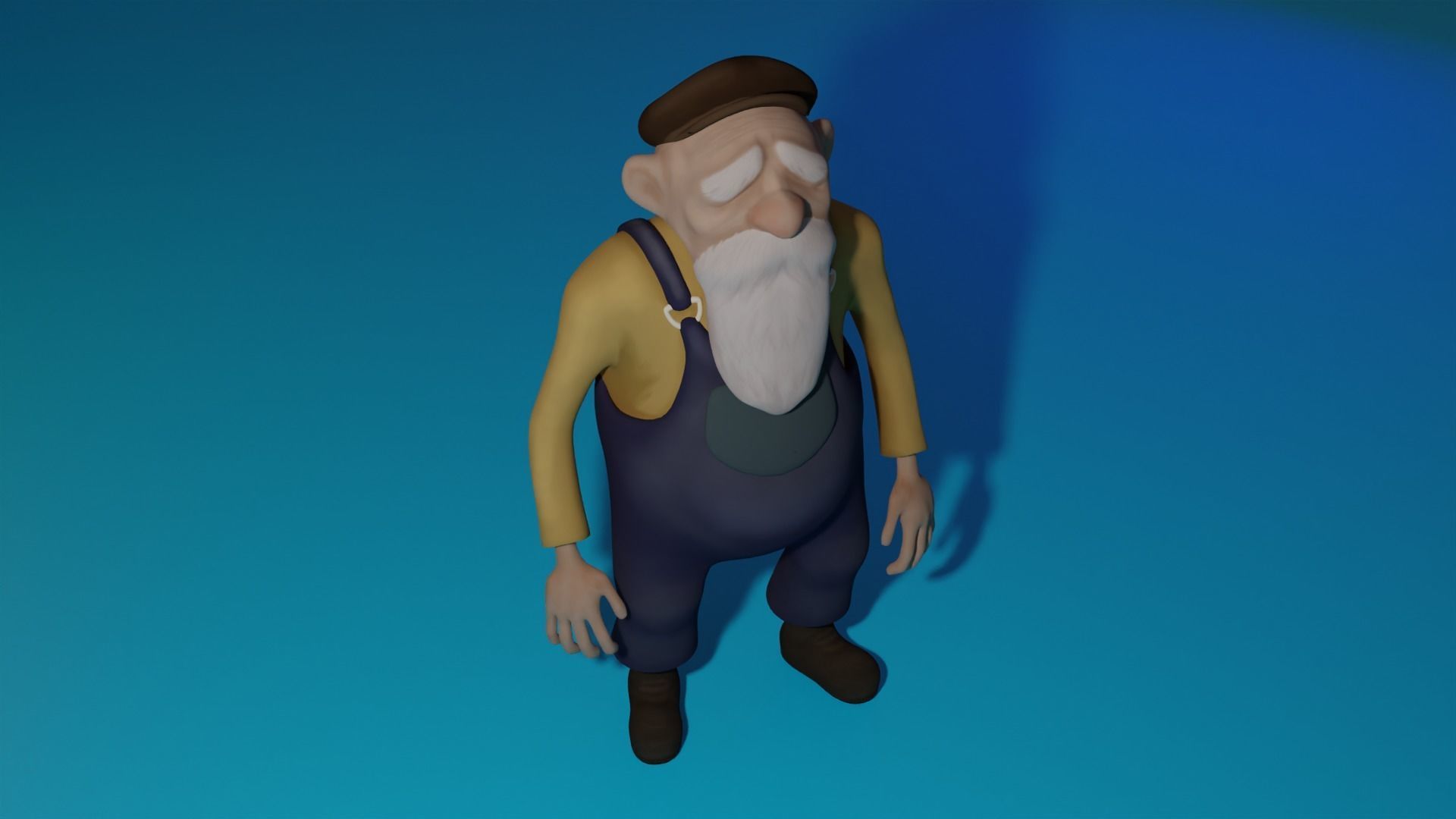 Character Old Man Low-poly 3D model_7
