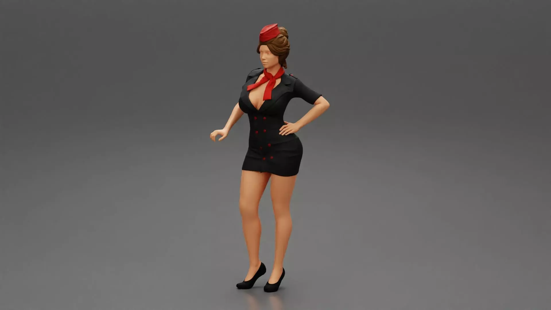 woman steward standing 3D print model