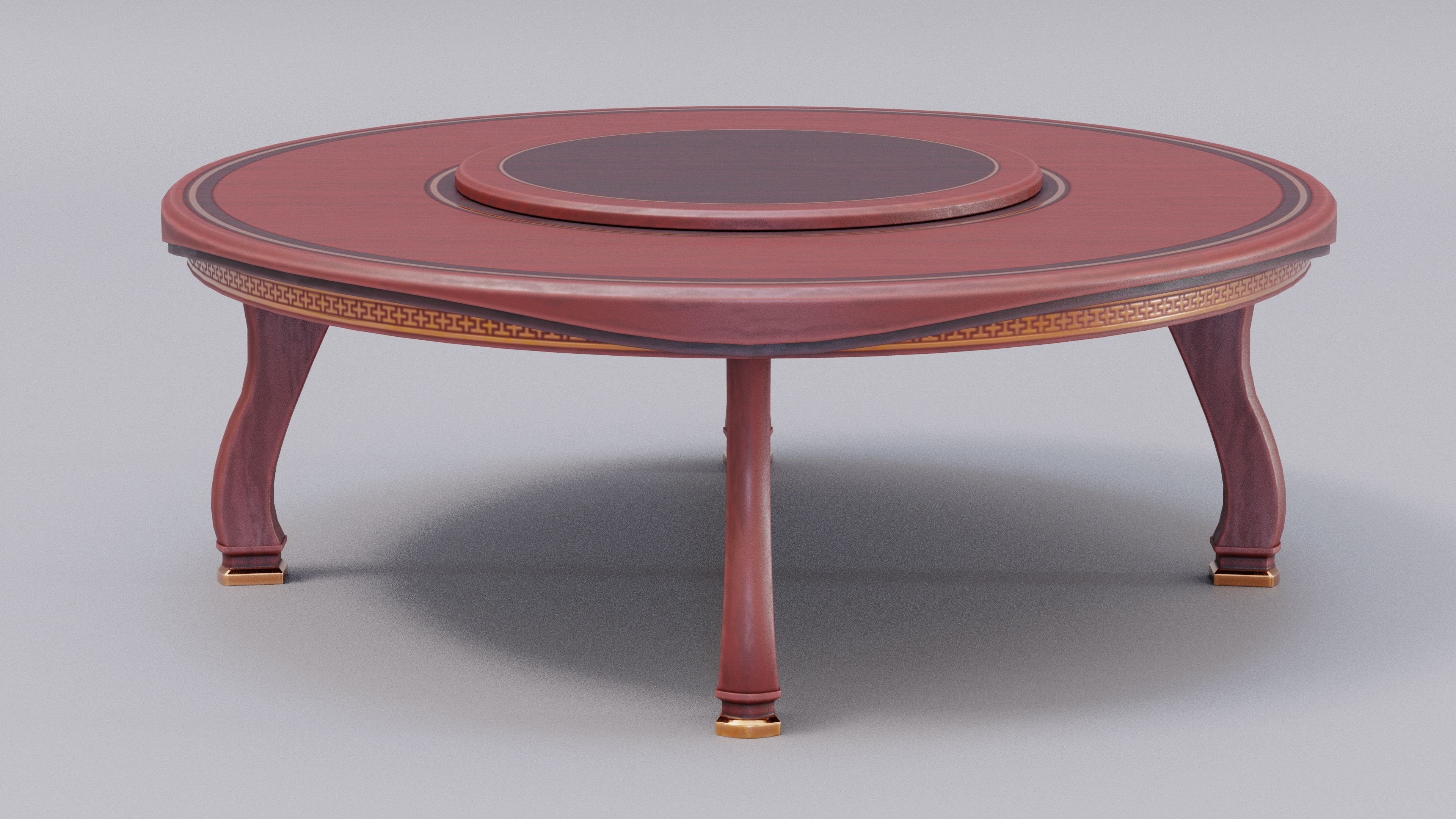 Chinese Trade Furniture Kit - 14 Round Table Low-poly 3D model_3