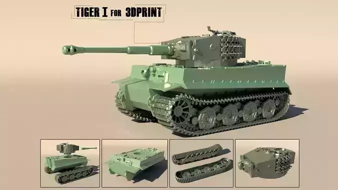 Tank Tiger I for 3Dprint 3D print model