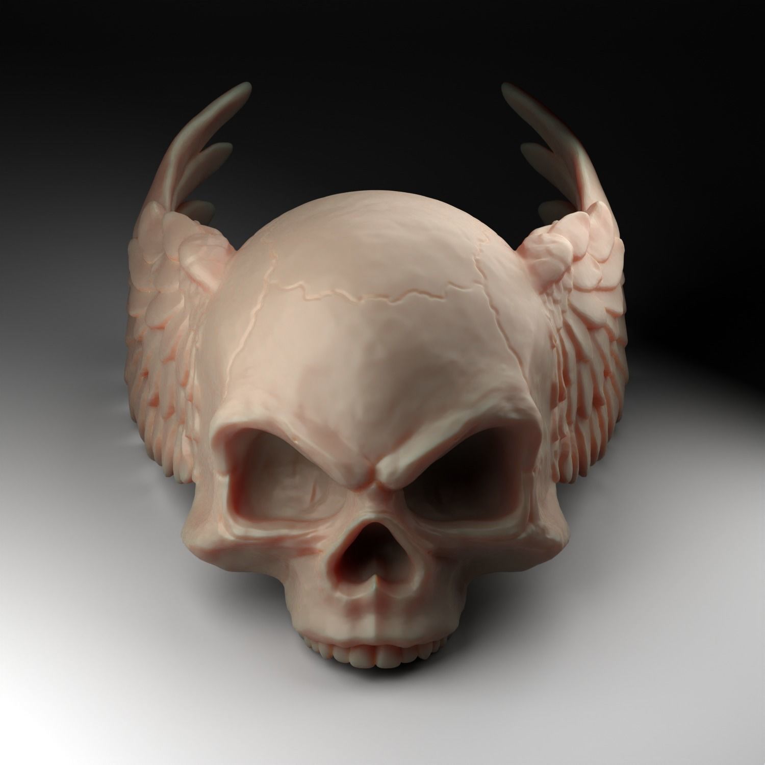 skull angel wings 3D print model_11