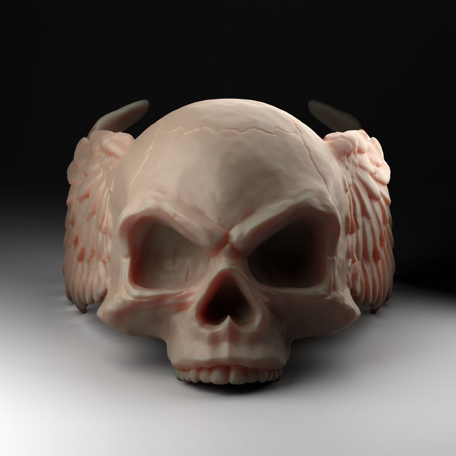 skull angel wings 3D print model_3
