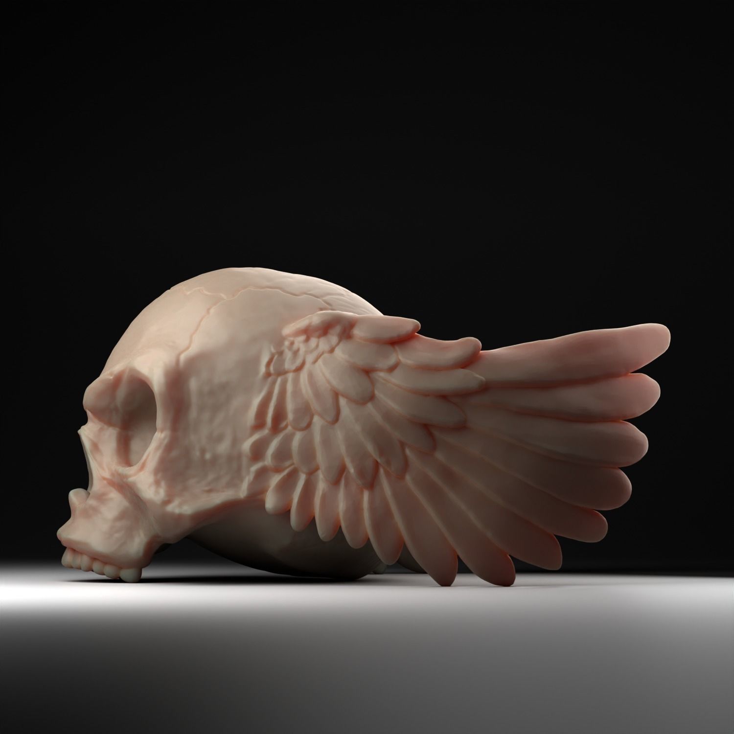 skull angel wings 3D print model_1