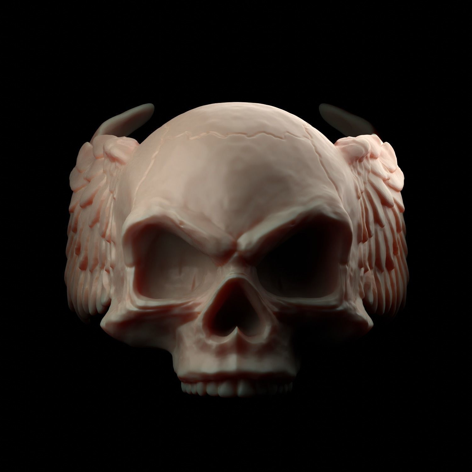 skull angel wings 3D print model_4