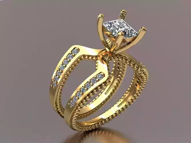 High ring-wedding-engagement solitiaire ring  3D print model