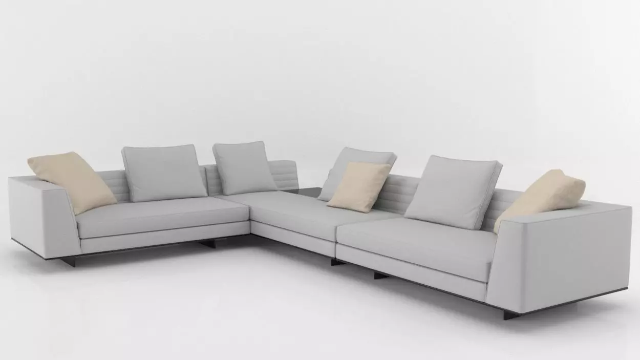 Roger Suite Modern Modular Sofa Low-poly 3D model_0