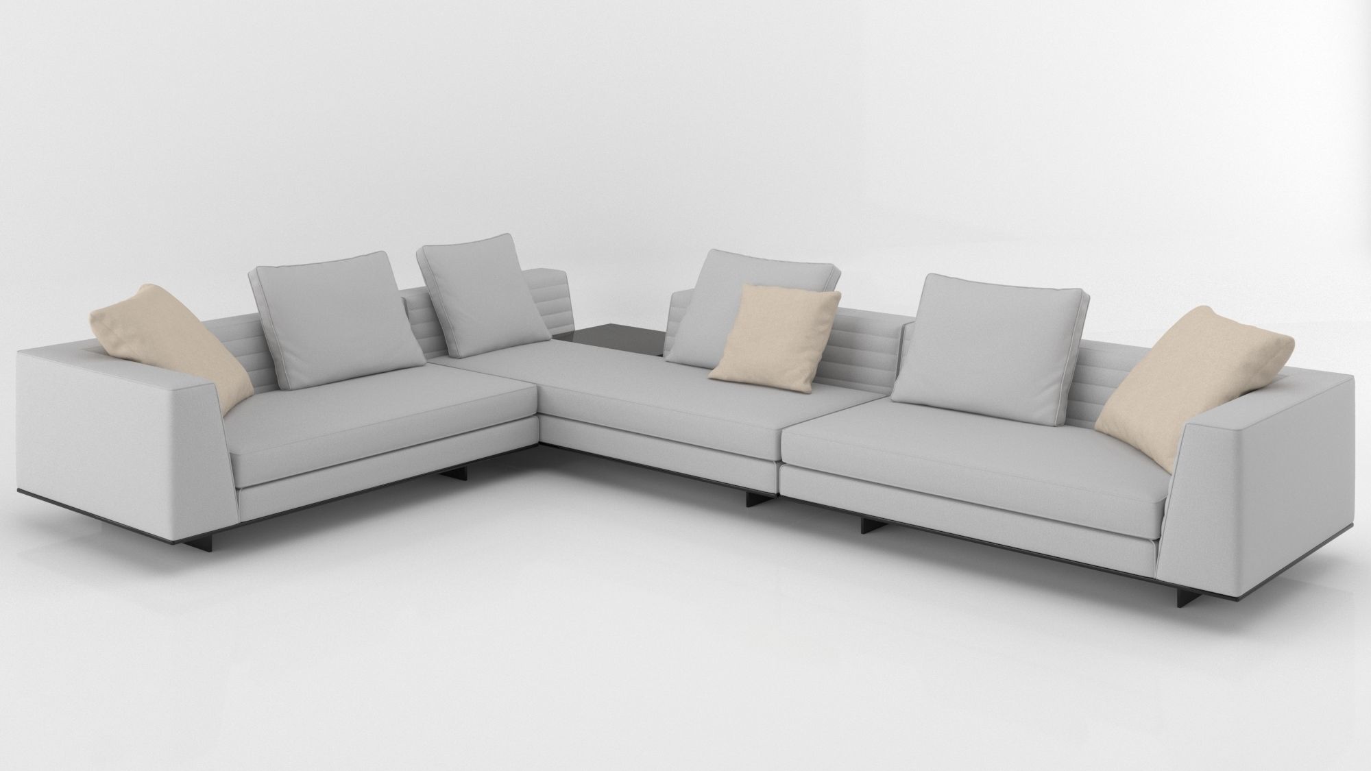 Roger Suite Modern Modular Sofa Low-poly 3D model_1