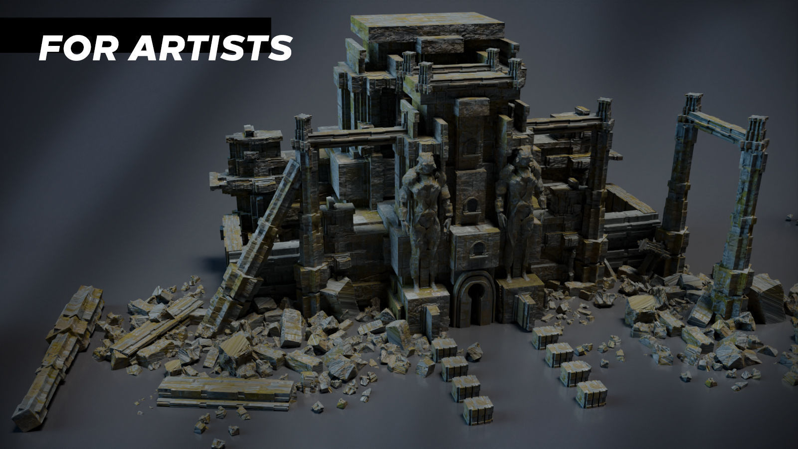 Ancient Temple  Kitbash Asset Pack Low-poly 3D model_4