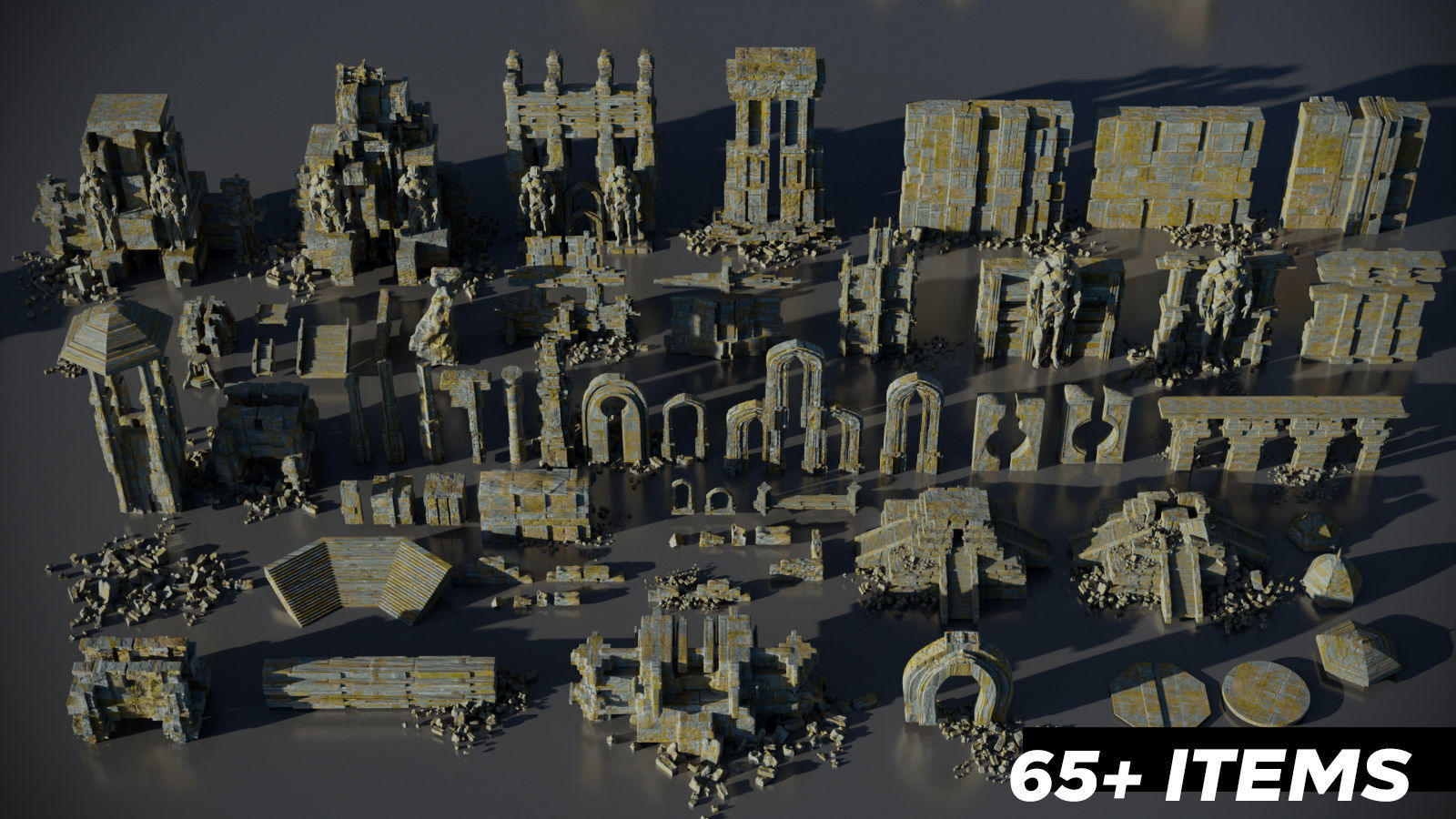 Ancient Temple  Kitbash Asset Pack Low-poly 3D model_2