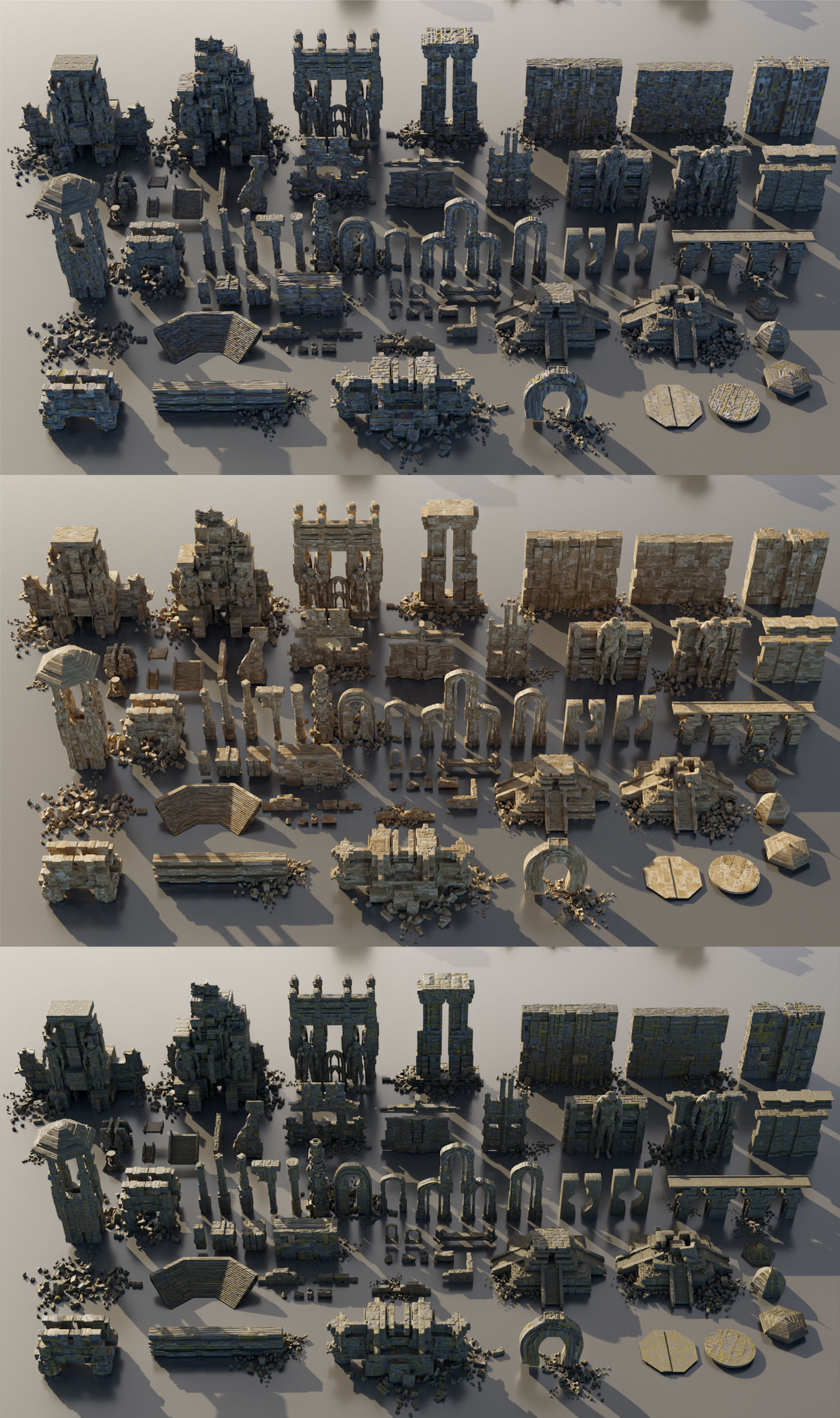 Ancient Temple  Kitbash Asset Pack Low-poly 3D model_5