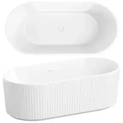 JADORE II FREESTANDING FLUTED STONE BATH MATTE FINISH