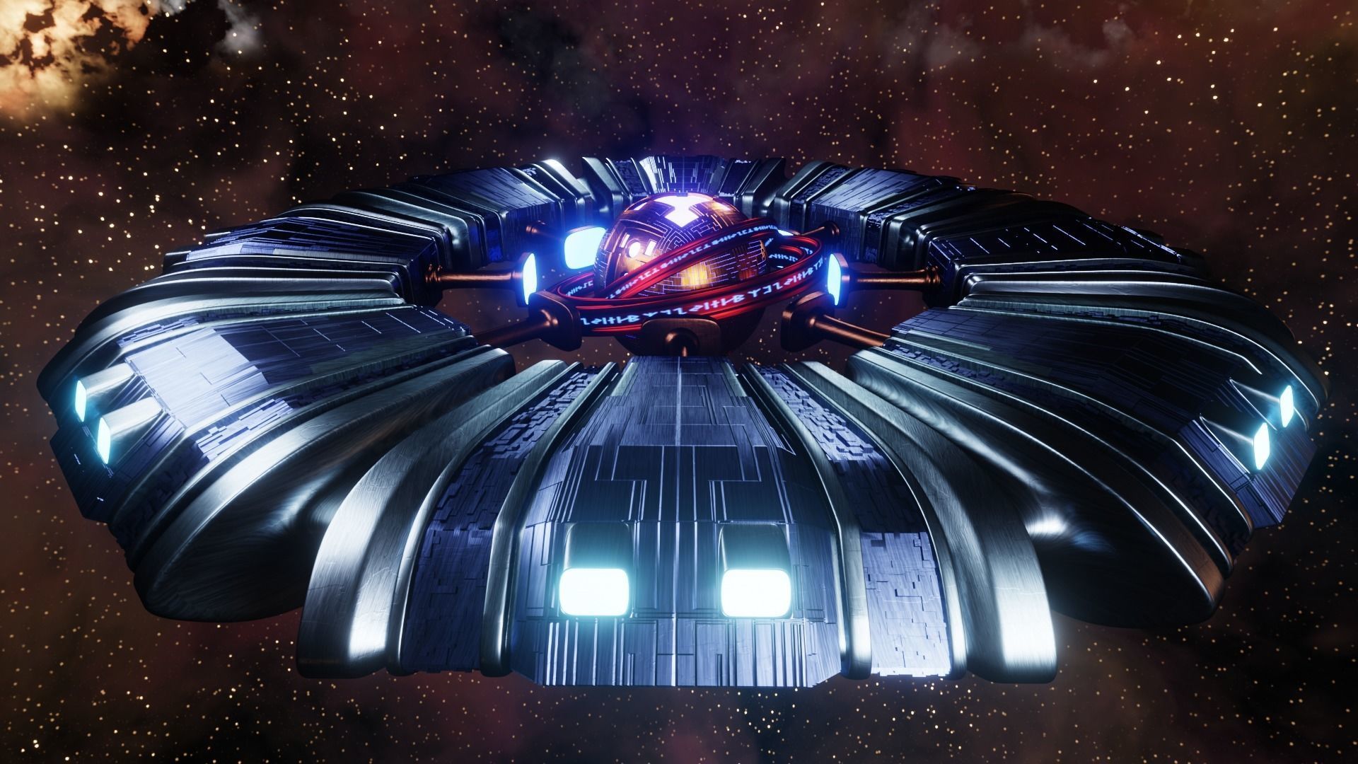 UFO 2 Sphere Core Spaceship - Ovni - Flying Saucer 3D model_1