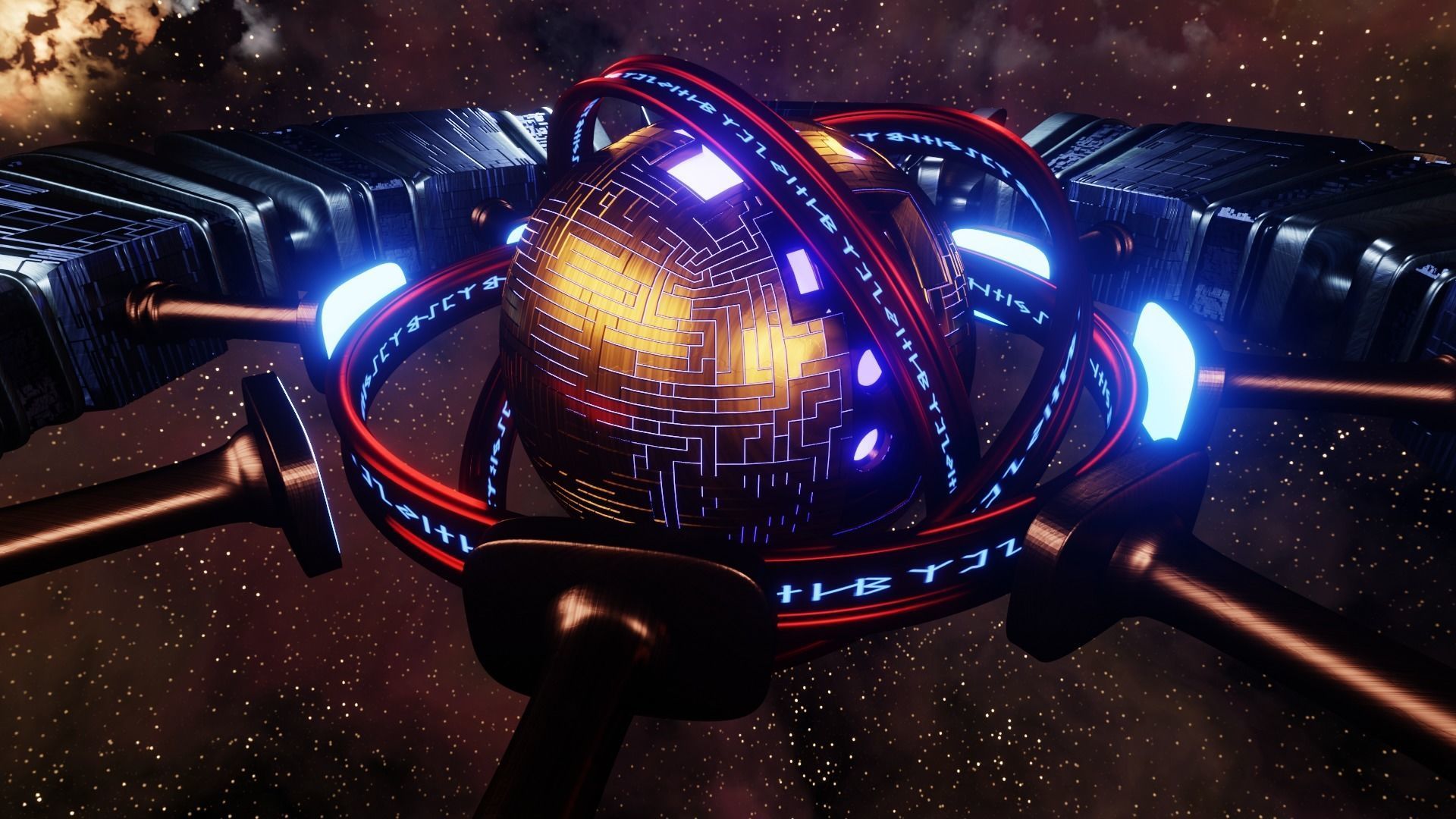 UFO 2 Sphere Core Spaceship - Ovni - Flying Saucer 3D model_2