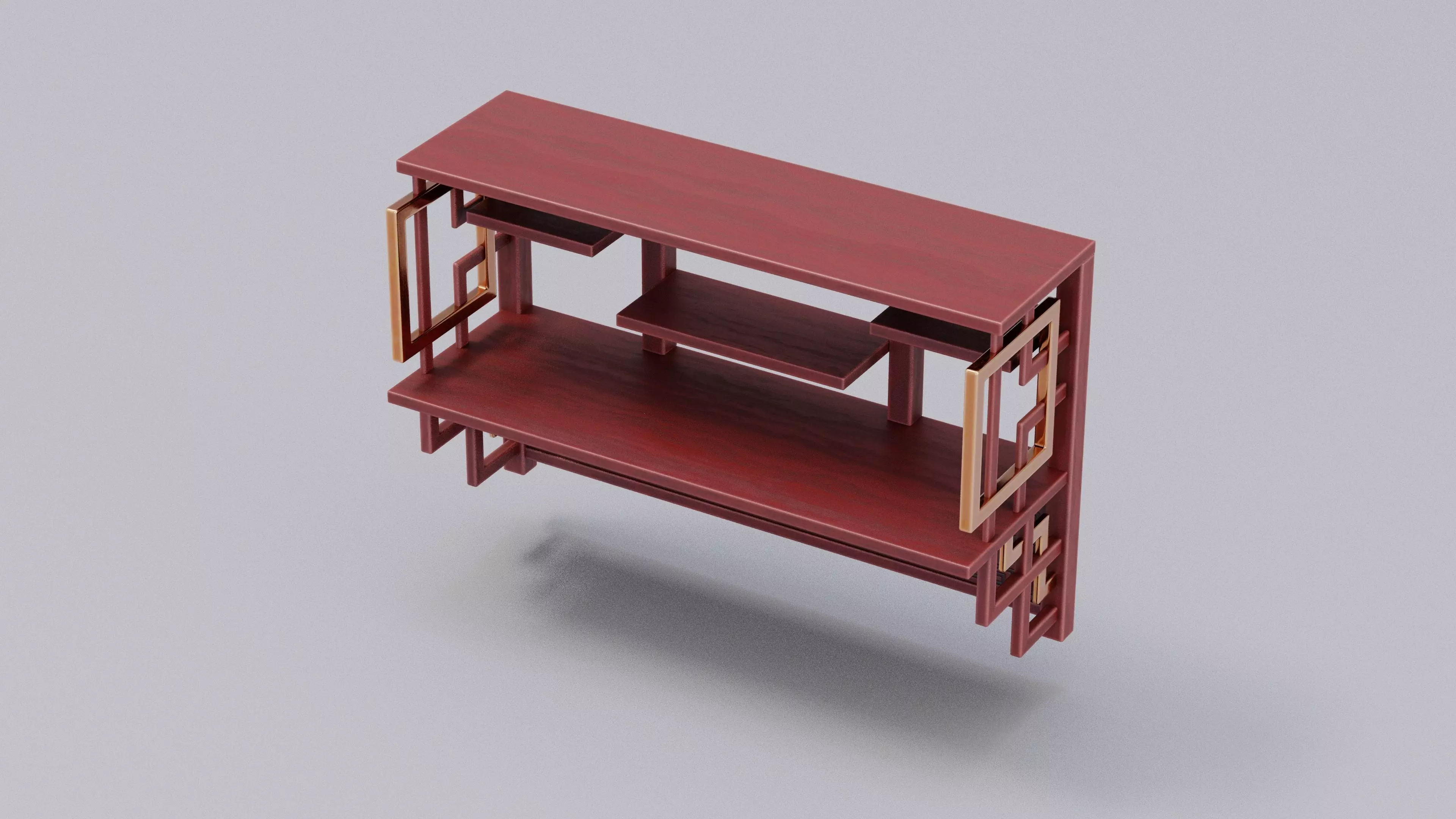 Chinese Trade Furniture Kit - 15 Wall Shelf Low-poly 3D model_0