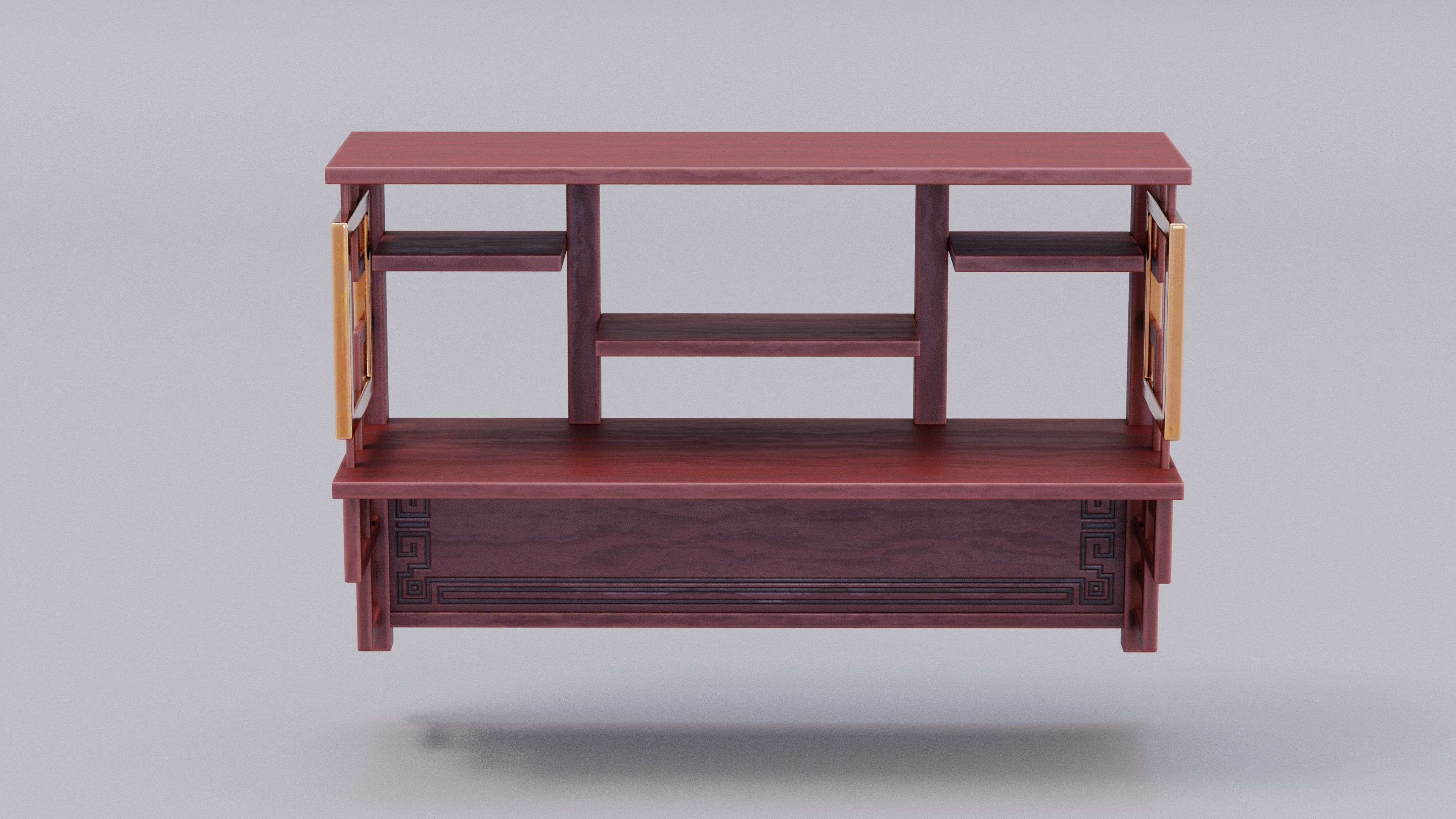 Chinese Trade Furniture Kit - 15 Wall Shelf Low-poly 3D model_2