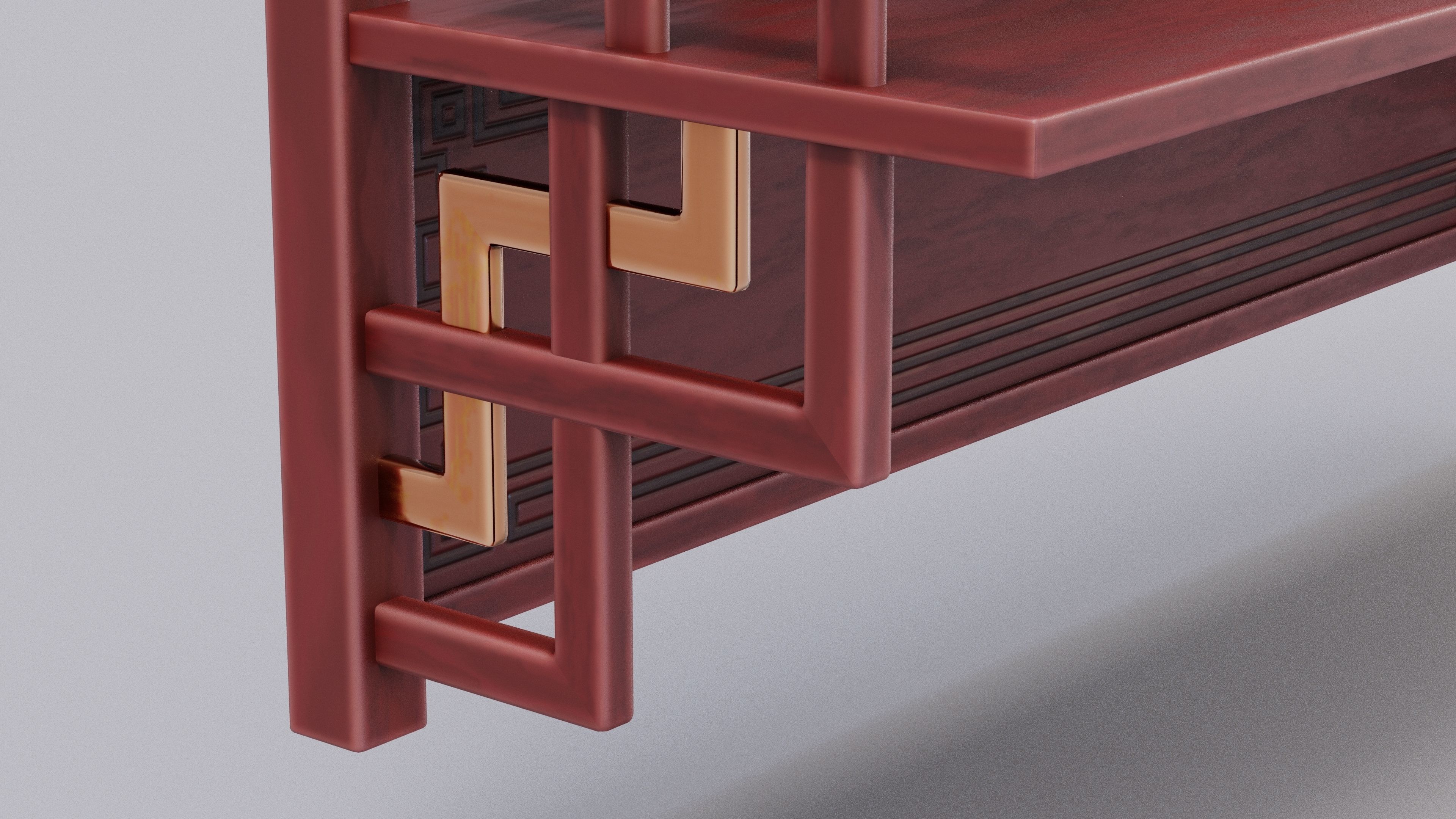 Chinese Trade Furniture Kit - 15 Wall Shelf Low-poly 3D model_4