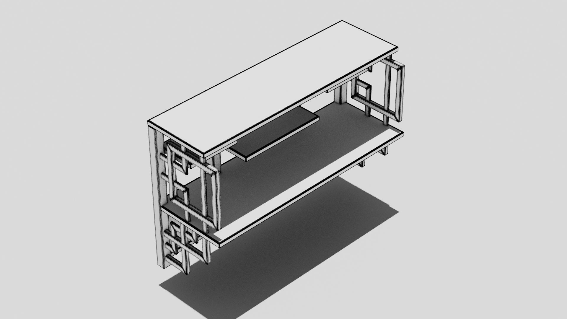Chinese Trade Furniture Kit - 15 Wall Shelf Low-poly 3D model_8