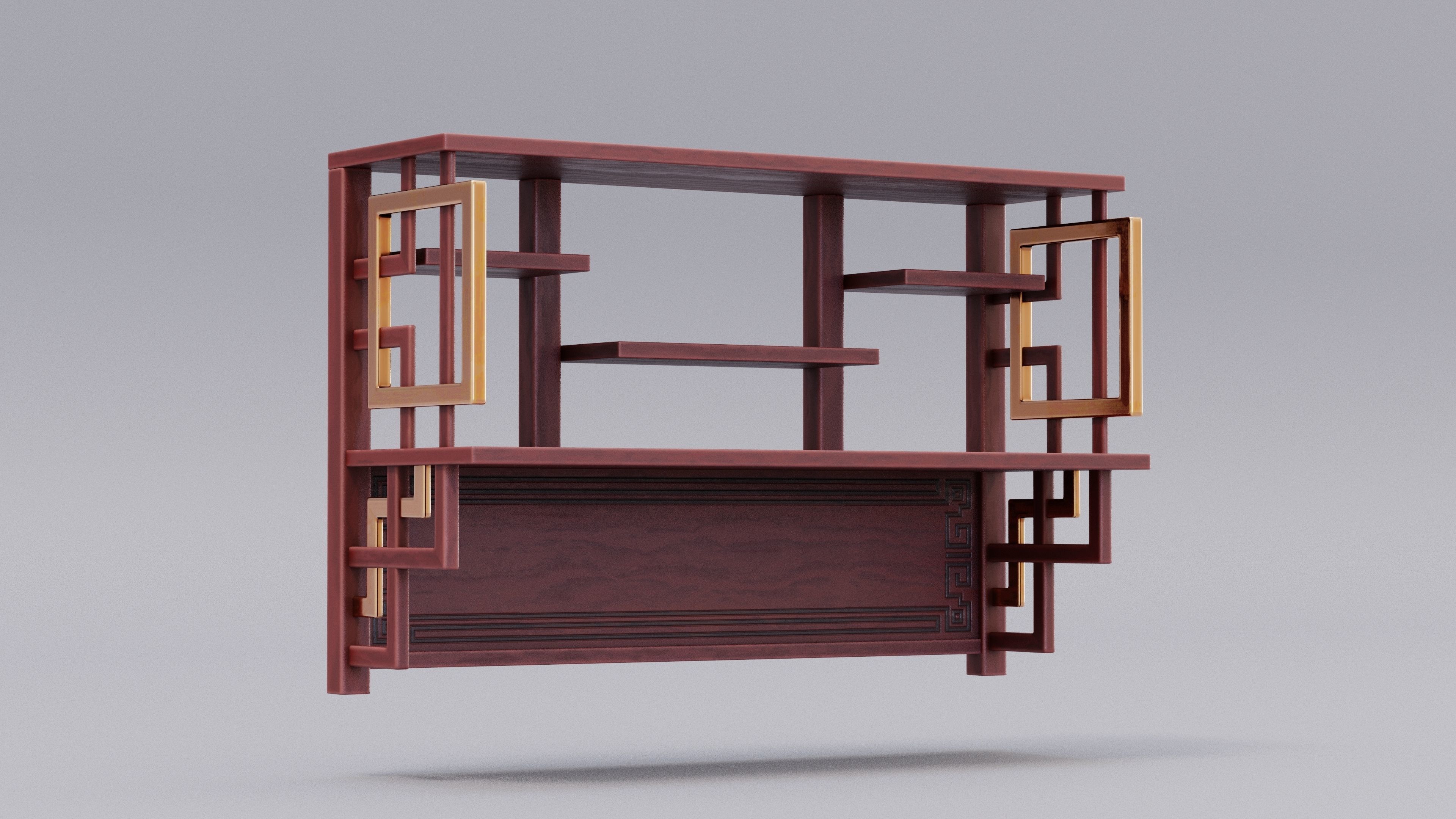 Chinese Trade Furniture Kit - 15 Wall Shelf Low-poly 3D model_1