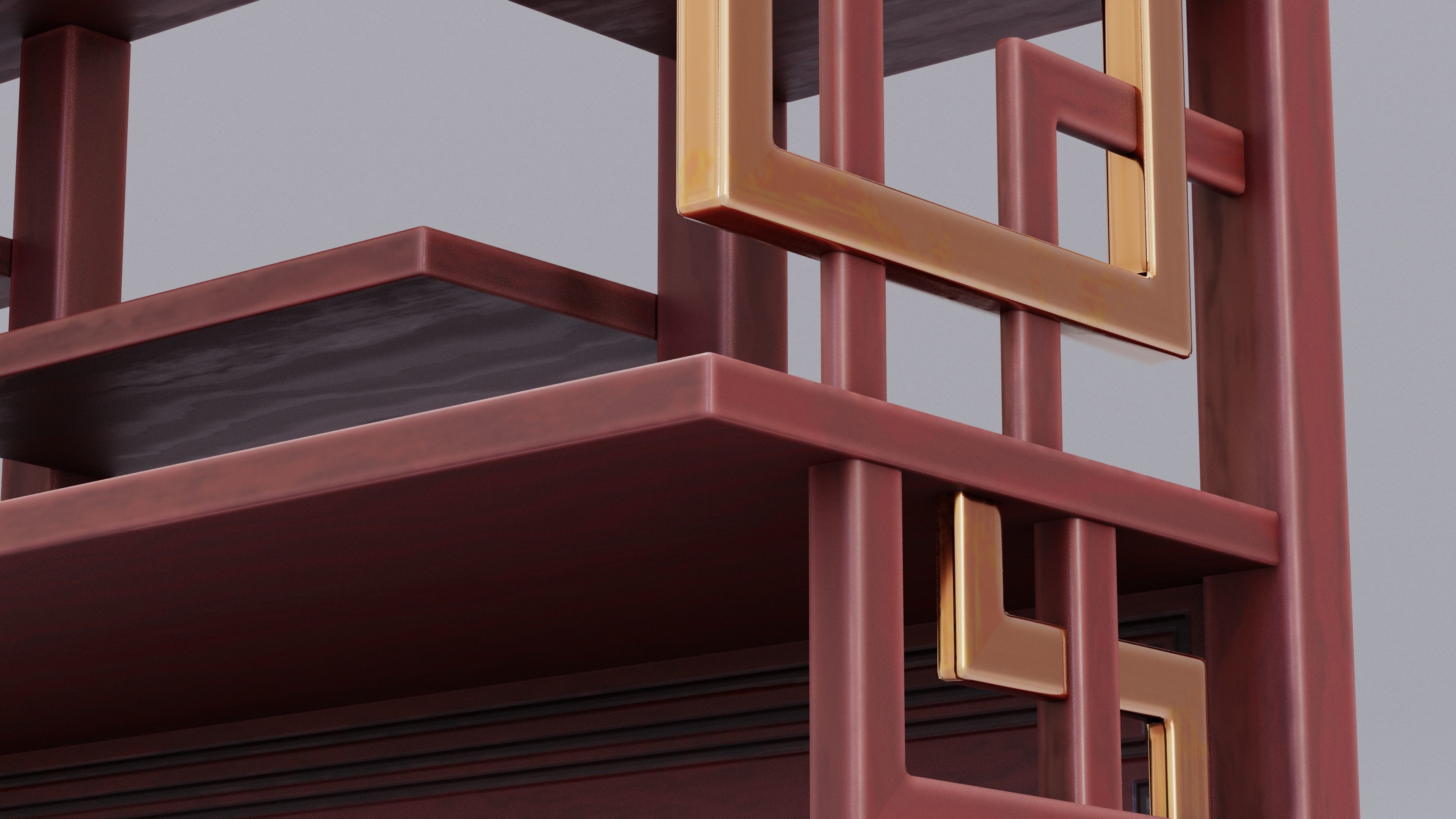 Chinese Trade Furniture Kit - 15 Wall Shelf Low-poly 3D model_5