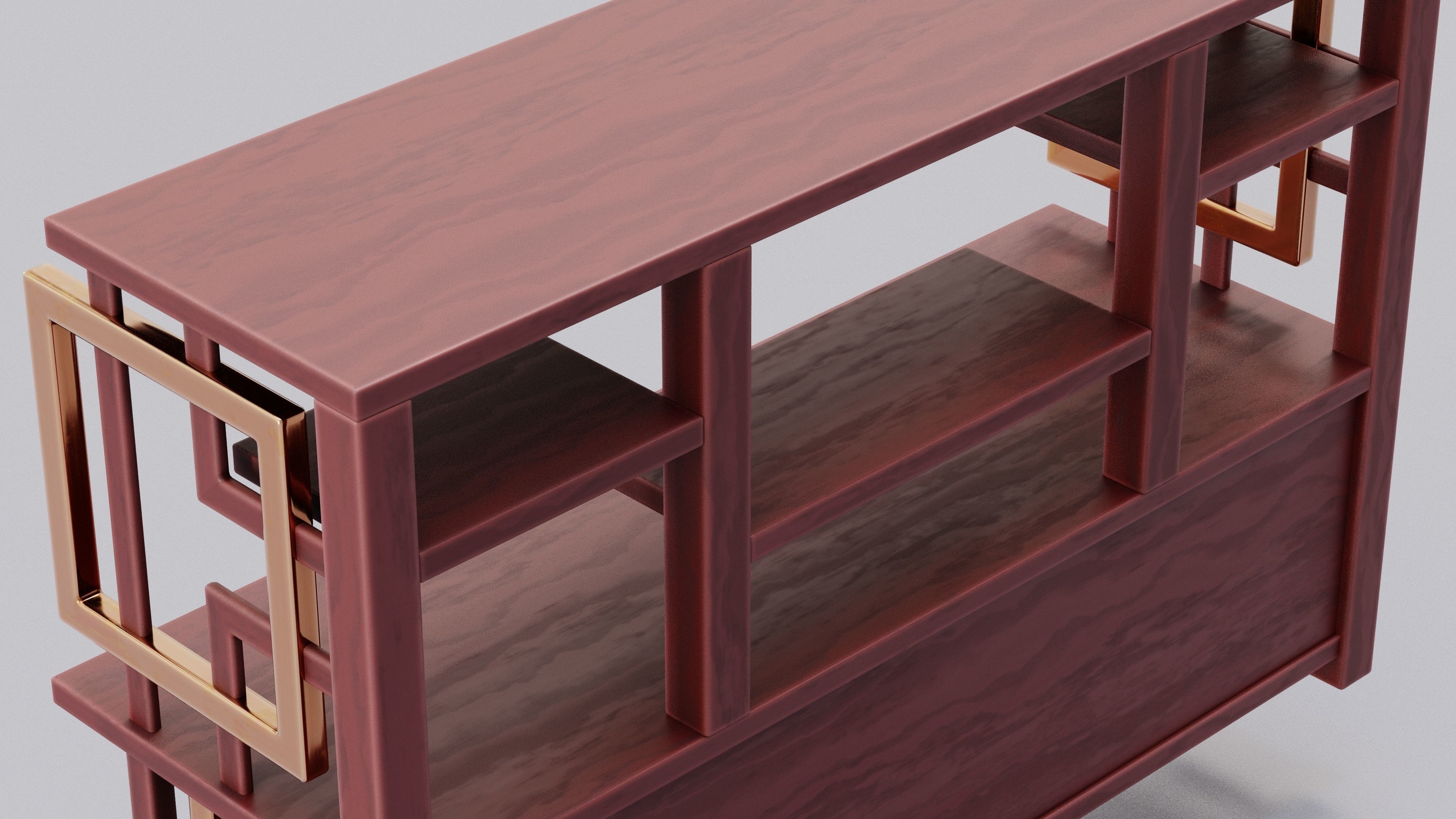 Chinese Trade Furniture Kit - 15 Wall Shelf Low-poly 3D model_7