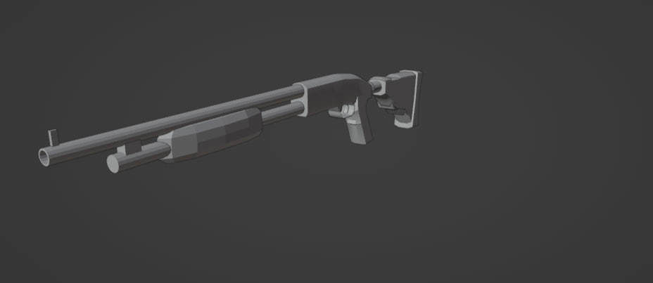 Shotgun Low-poly 3D model_3