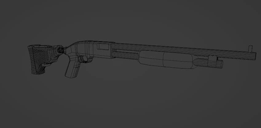 Shotgun Low-poly 3D model_4
