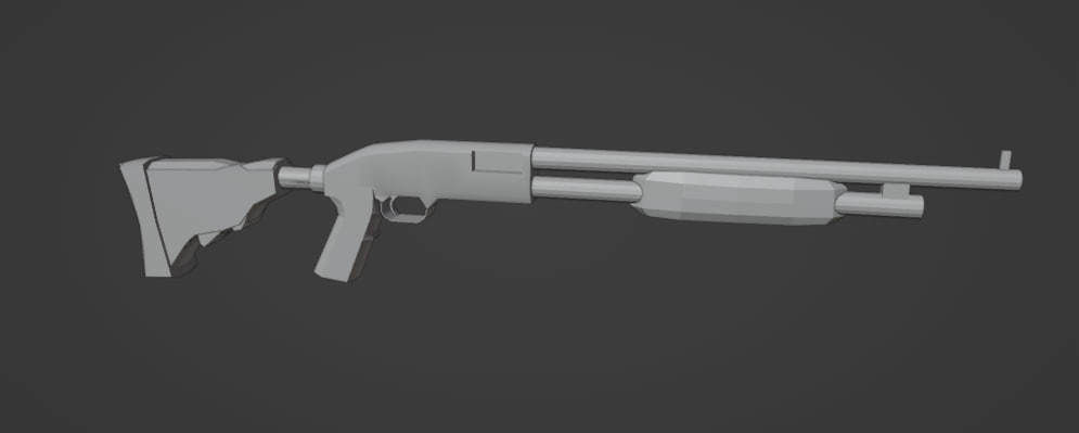 Shotgun Low-poly 3D model_2