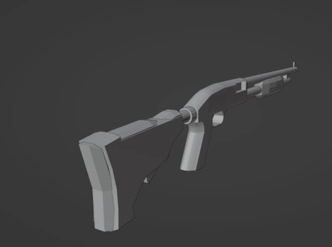 Shotgun Low-poly 3D model_1