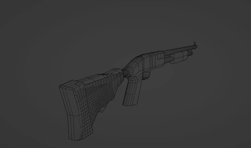 Shotgun Low-poly 3D model_5