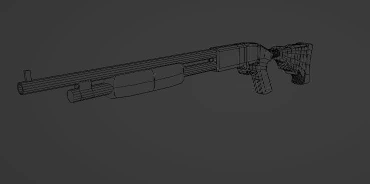 Shotgun Low-poly 3D model_6