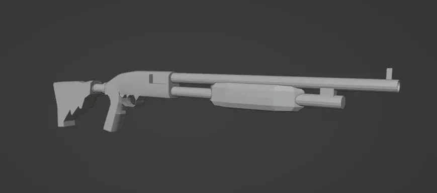 Shotgun Low-poly 3D model_0