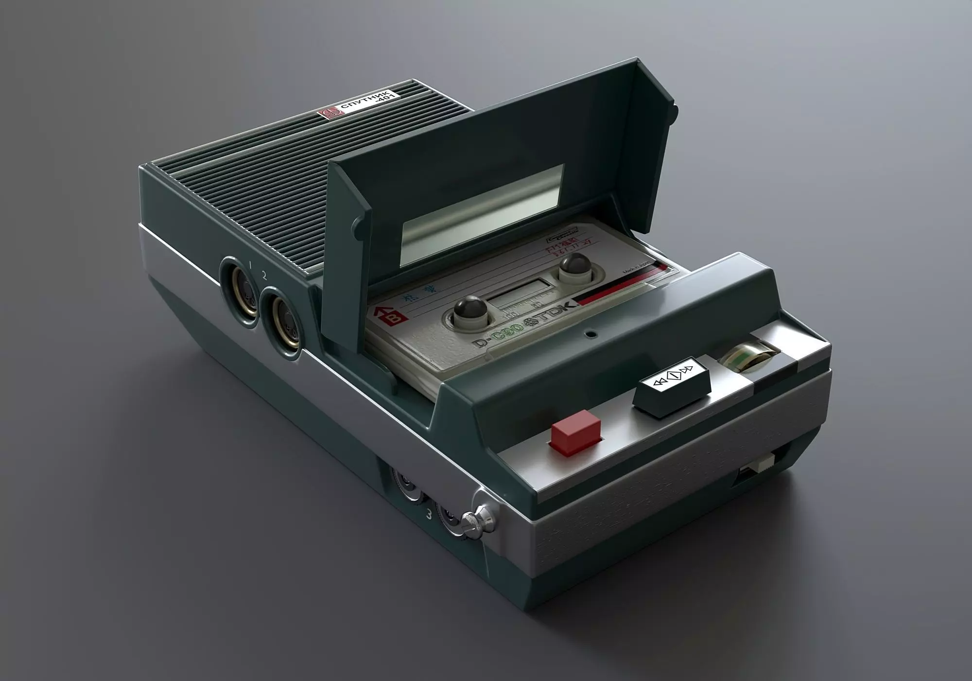 Vintage portable cassette recorder 2 3D model_0