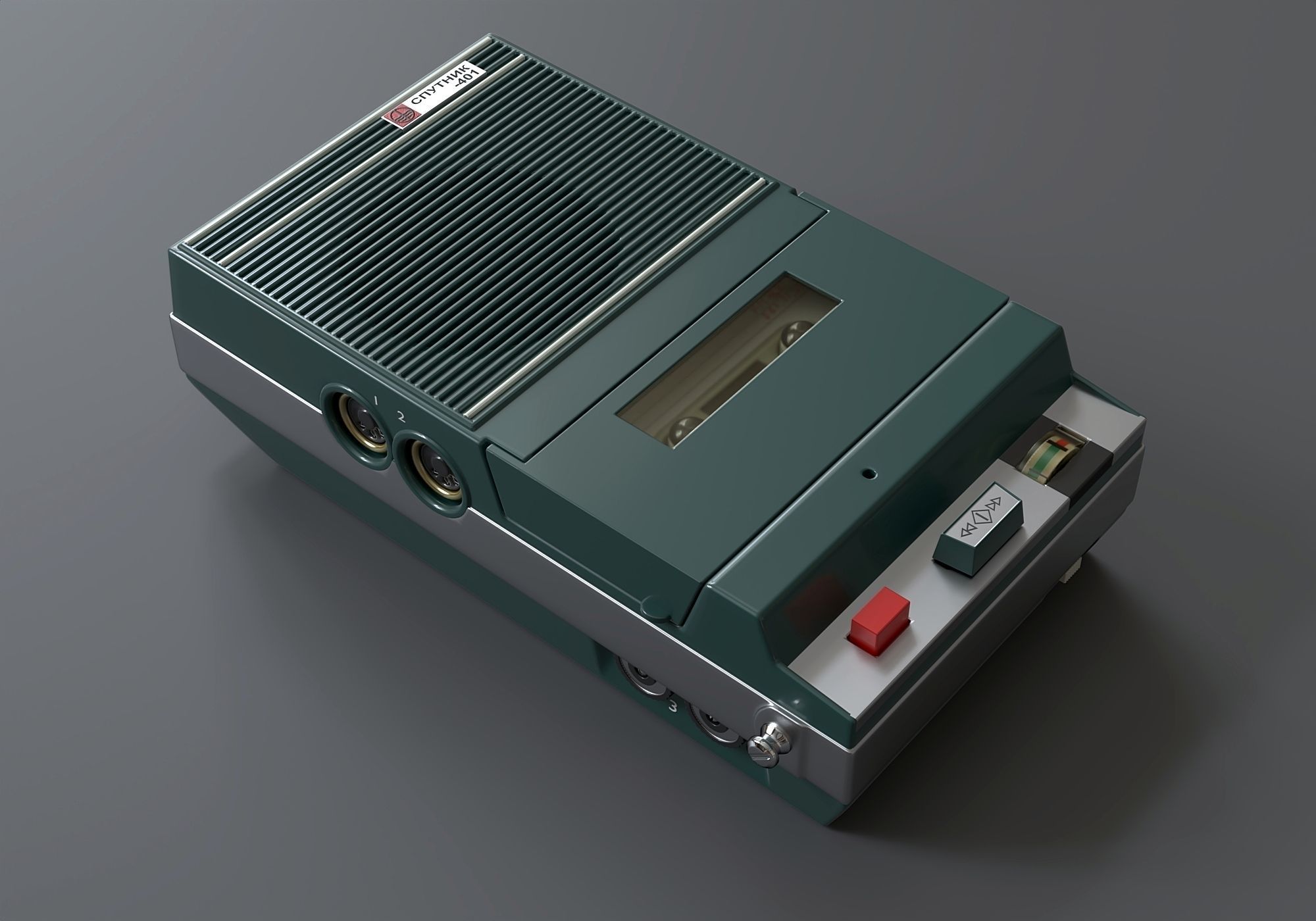 Vintage portable cassette recorder 2 3D model_1